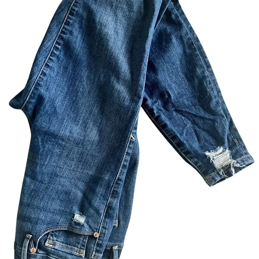 Good American Blue349 Stretch Skinny Jeans Distressed Hem Size 6 GWCH148T